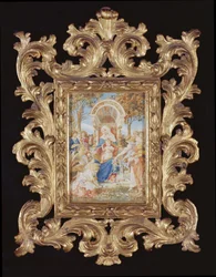 Jungfruns tillbedjan (wc, blyertspenna och guld på papper)